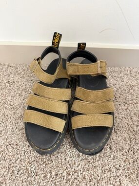 Dr. Martens Blaire Tumbled Nuback Sandals in Muted Olive size 7